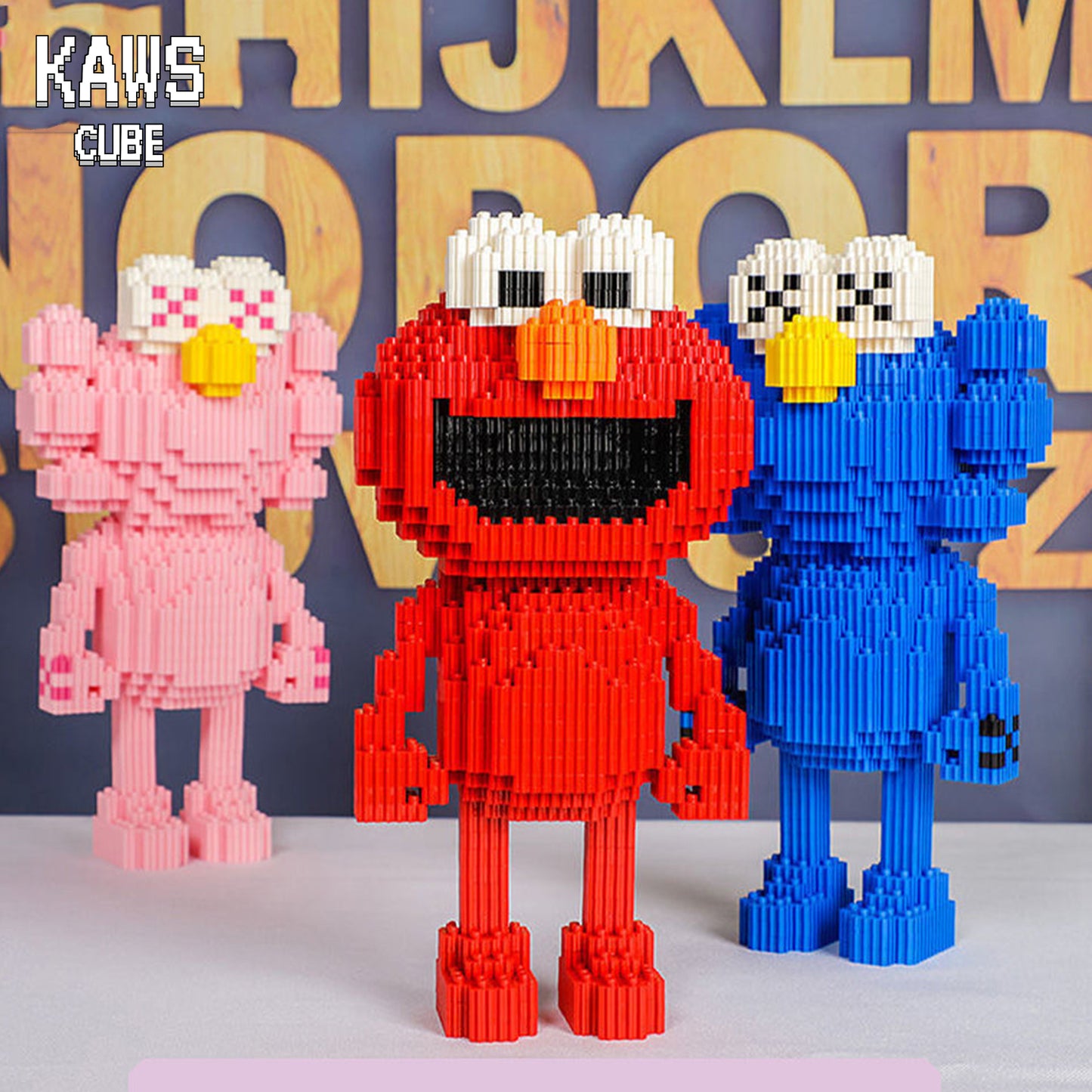 KAWS ブロック Sesame Street :クッキーモンスター ピンク「141mm」 0911-08